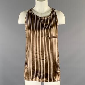 GIANNI VERSACE Size S Brown Tan Stripe Tank Dress Top